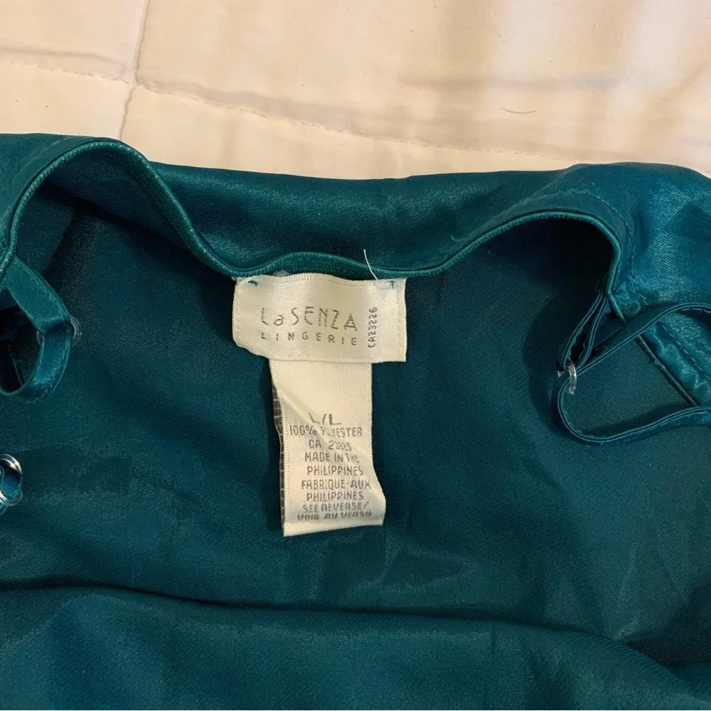Elegant Teal Lace Trim Vintage La Senza Chemise - Picture 5 of 6
